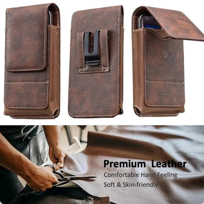 Premium Men's PU Leather Cell Phone Holster Pouch