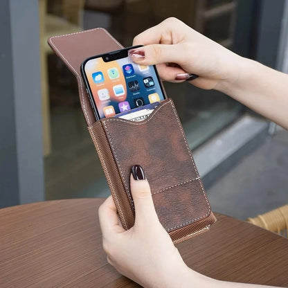 Premium Men's PU Leather Cell Phone Holster Pouch