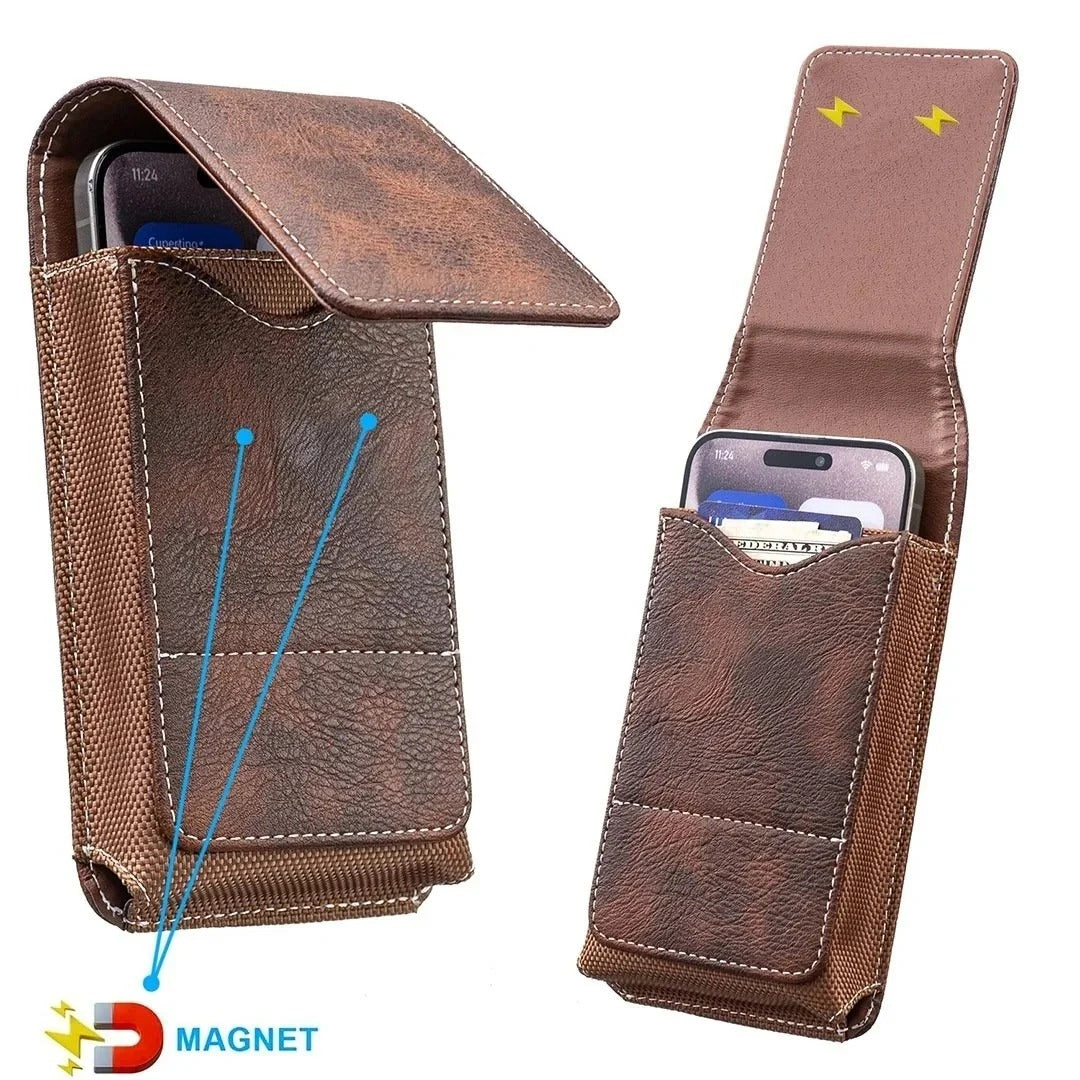 Premium Men's PU Leather Cell Phone Holster Pouch