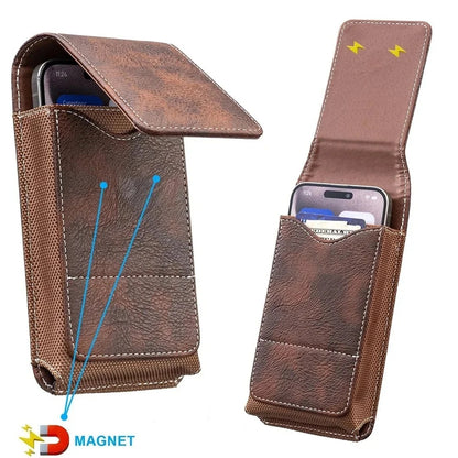 Premium Men's PU Leather Cell Phone Holster Pouch
