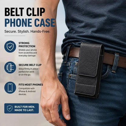 Premium Men's PU Leather Cell Phone Holster Pouch